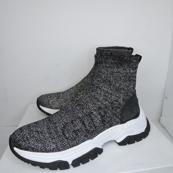 Guess Nollen High Top Logo sock Trainers silver black for women - Picture 1 of 5